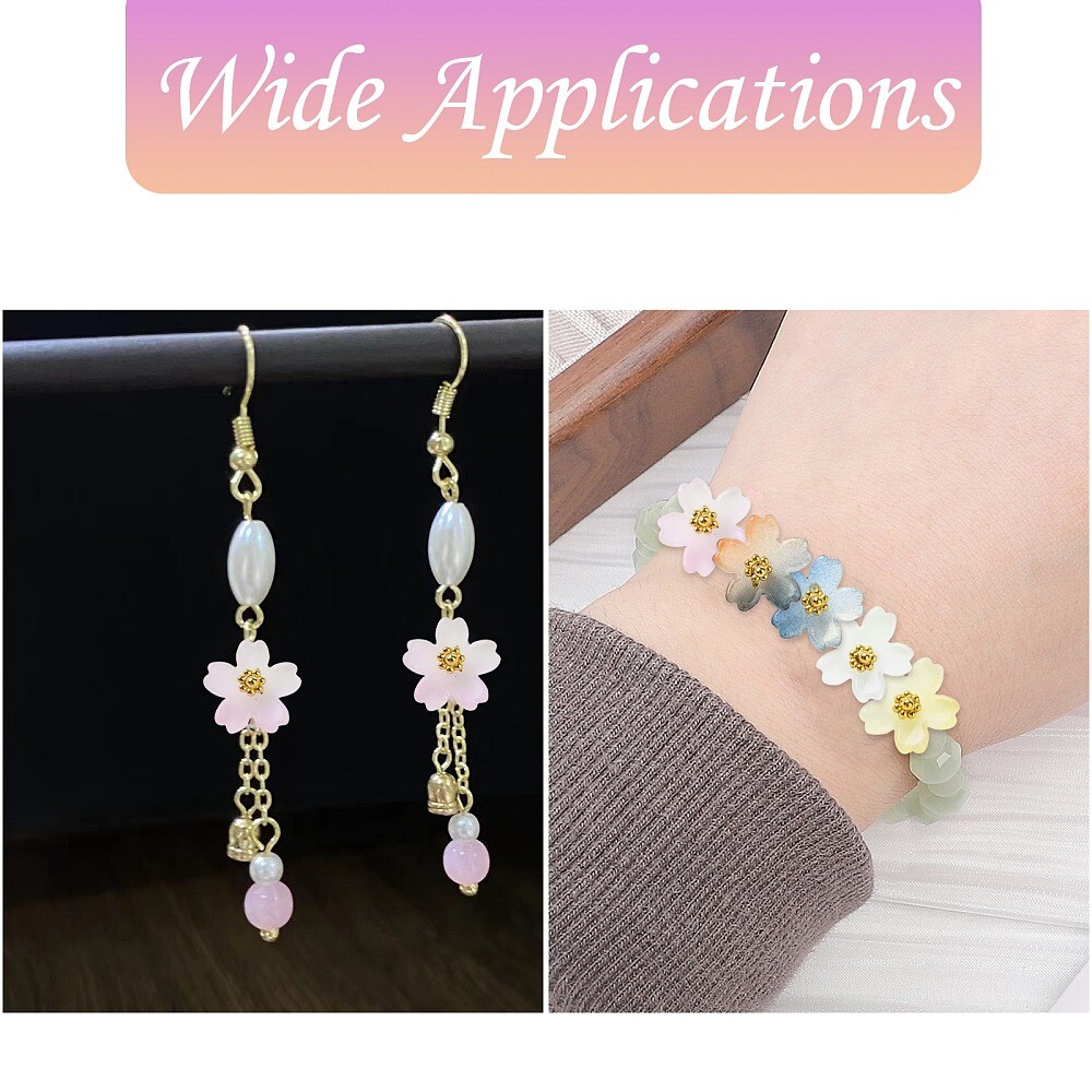 90pcs Gradient Glass Flower Charms Floral Charms for Jewelry Making DIY