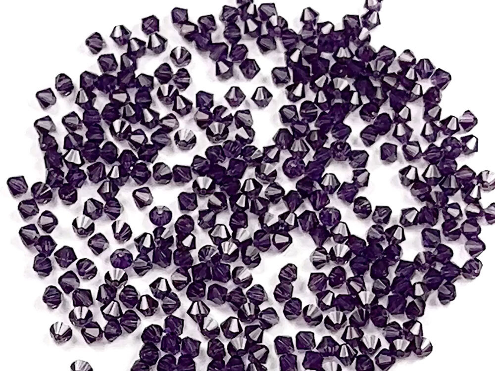 Czech Bicone Crystal Beads Tanzanite Deep purple Preciosa Rondelle Diamond