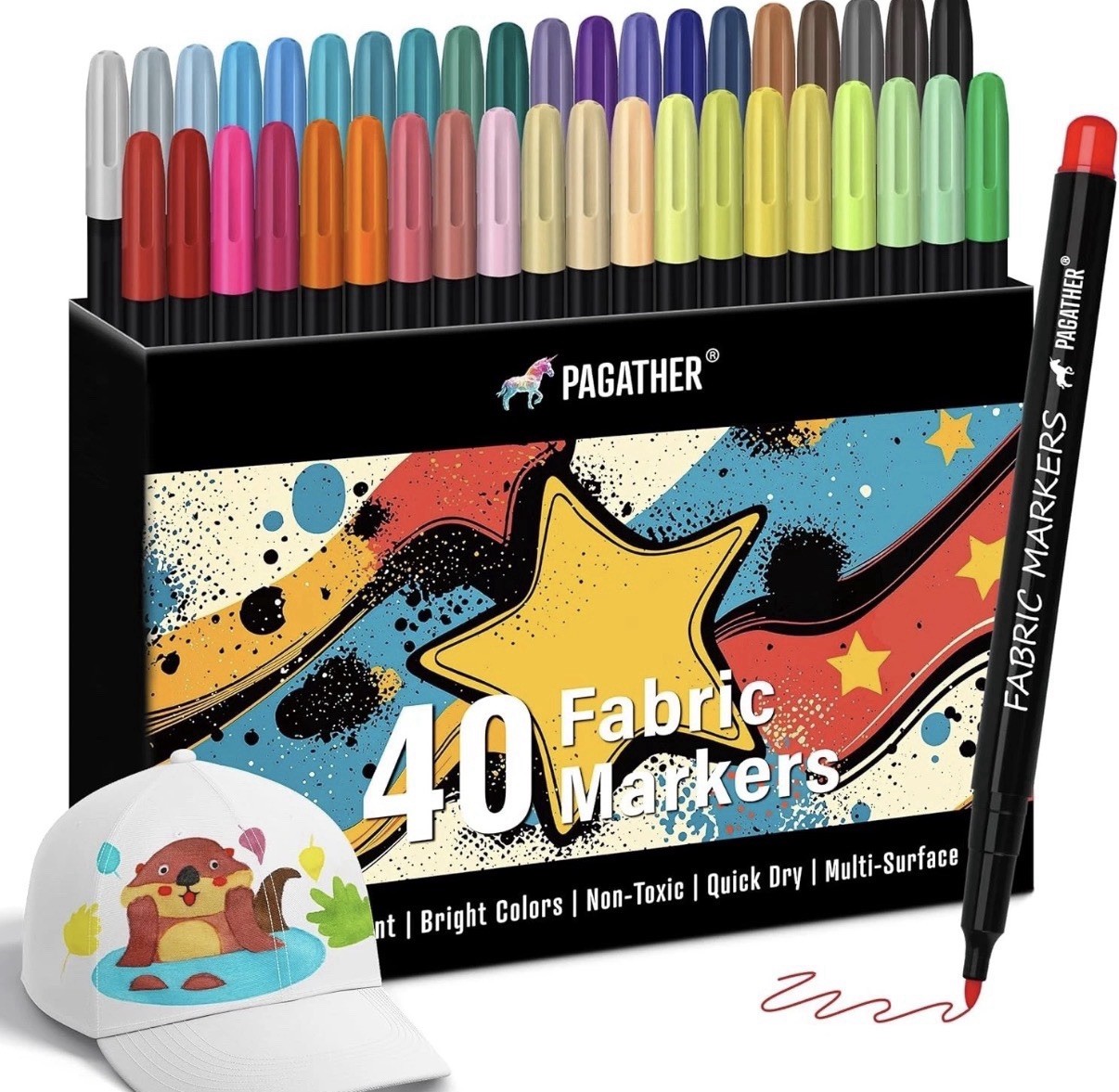 Pagather 40 Fabric Markers Fade Resistant Non Toxic Quick Dry Multi-surface New