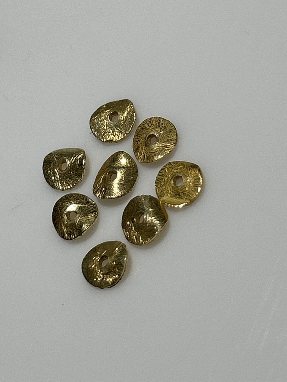 8 Gold-finished copper, 0.5mm brushed wavy Rondelle Bead