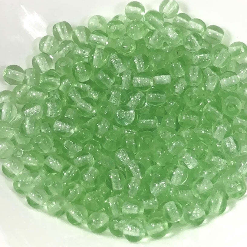 Czech Pressed Druk Round Smooth Glass Beads 4mm Light Green 100 pieces CL146