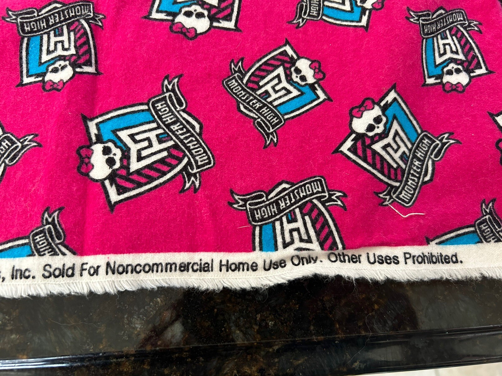 Monster High Fabric 35” X 42” Flat Fold Cotton Flannel Feel Unwashed