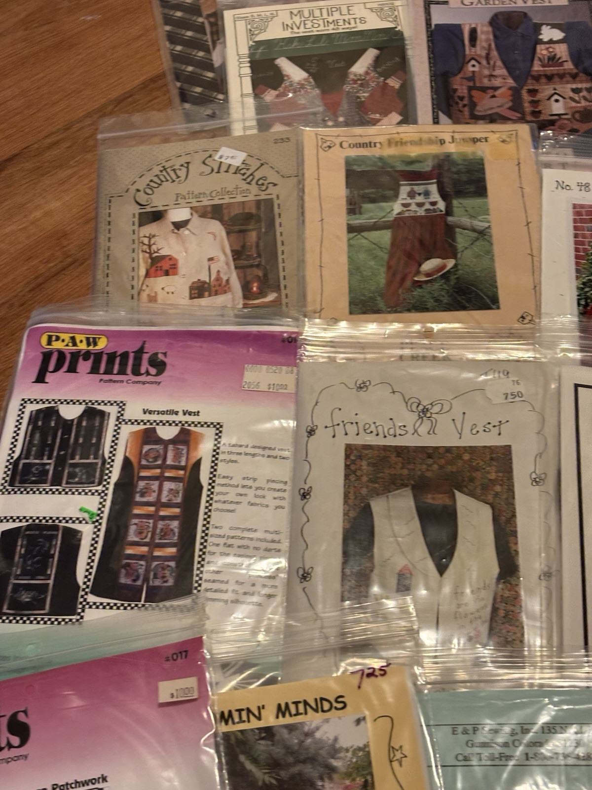 Wholesale Lot X 36 Patterns All Sizes Vests Clothing Country Homespun Cottage (2