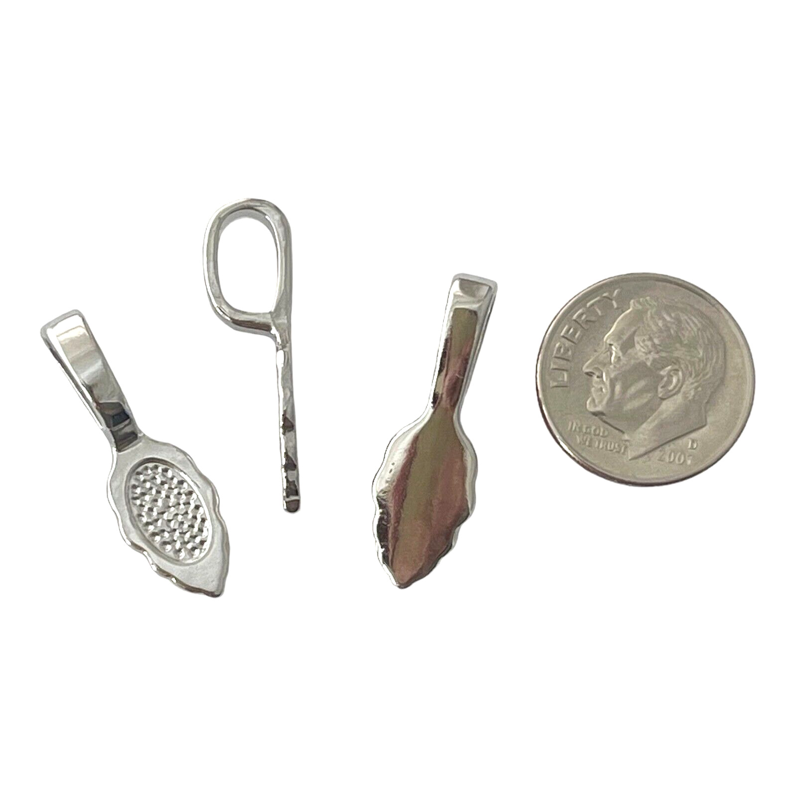 5 Bails Silver Glue On Bail Pendant Connector 26mm Scalloped Leaf Bead Findings