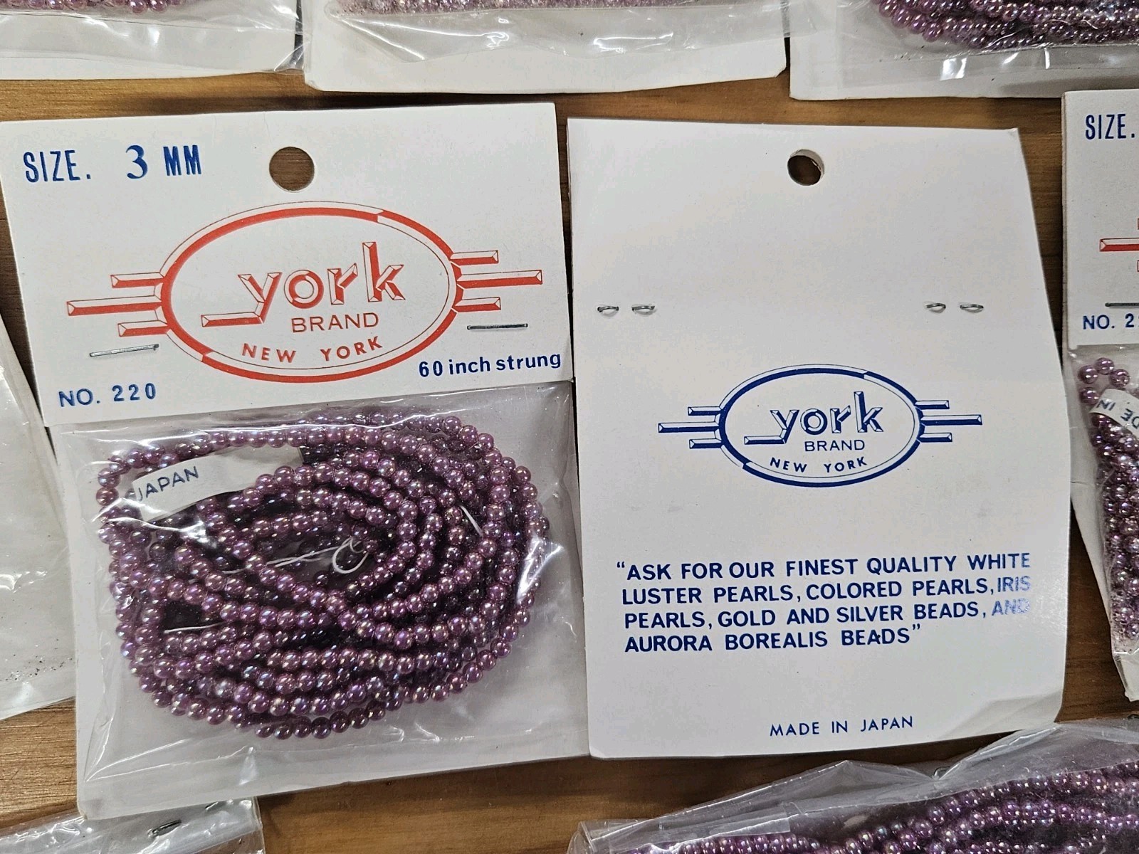Lot 68 York Brand 3mm Iridescent AB Mauve Japanese String Pearls Plastic Beads