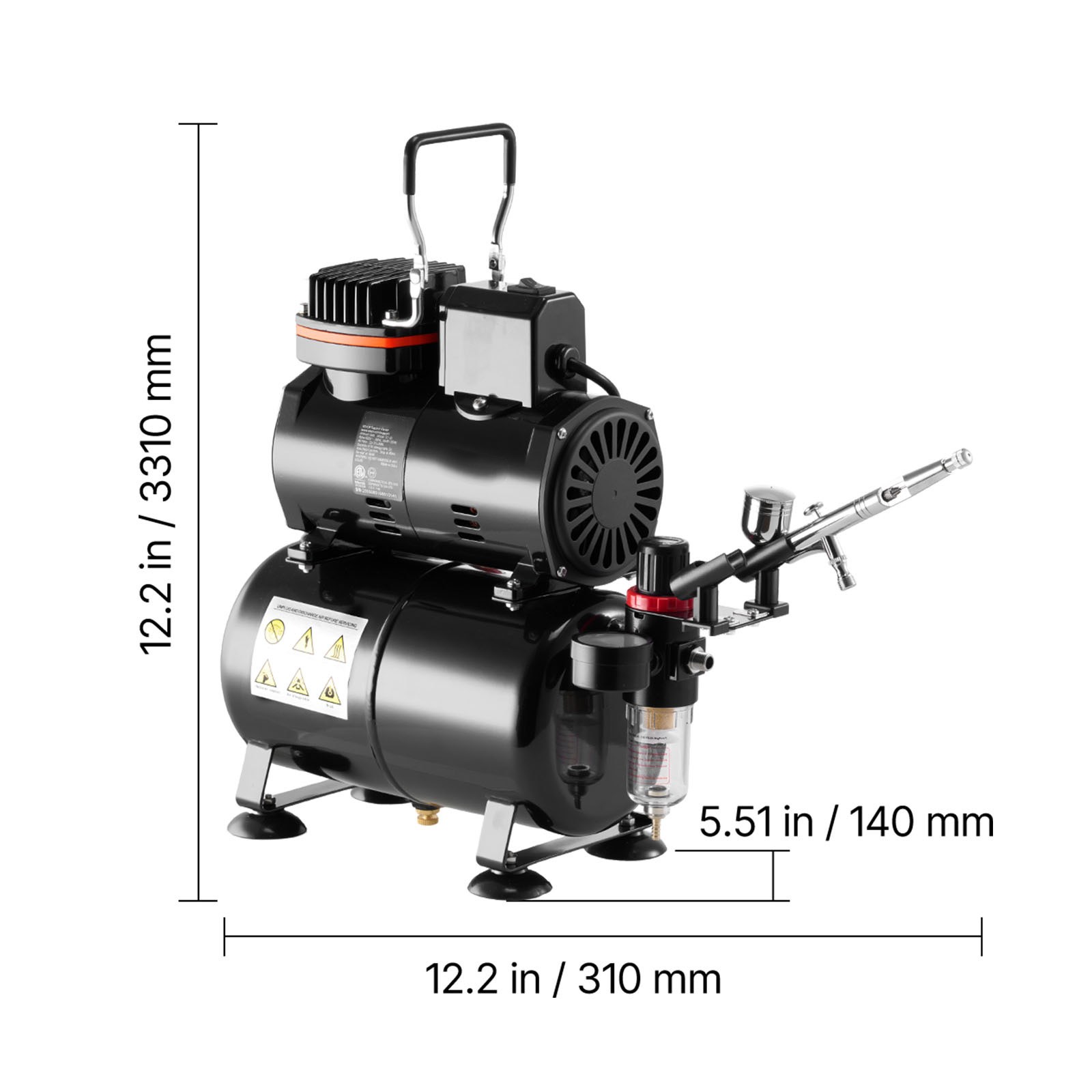 Uimoso Airbrush Kit with Compressor, Tank, Single Airbrush, and 3 Nozzles