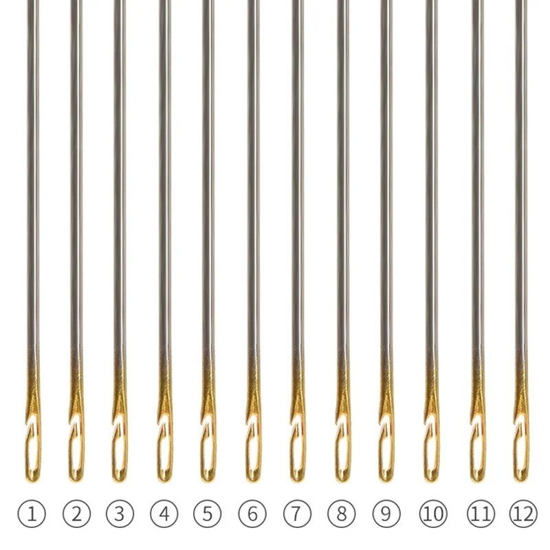 30PCS Stainless Steel Self-threading Needles Opening Sewing Darning Needles