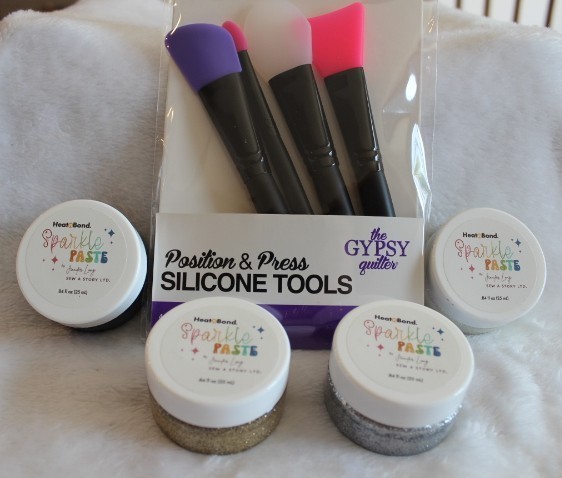 GYPSY QUILTER POSITION & PRESS SILICONE TOOLS PLUS 4 HEAT & BOND SPARKLE PASTE
