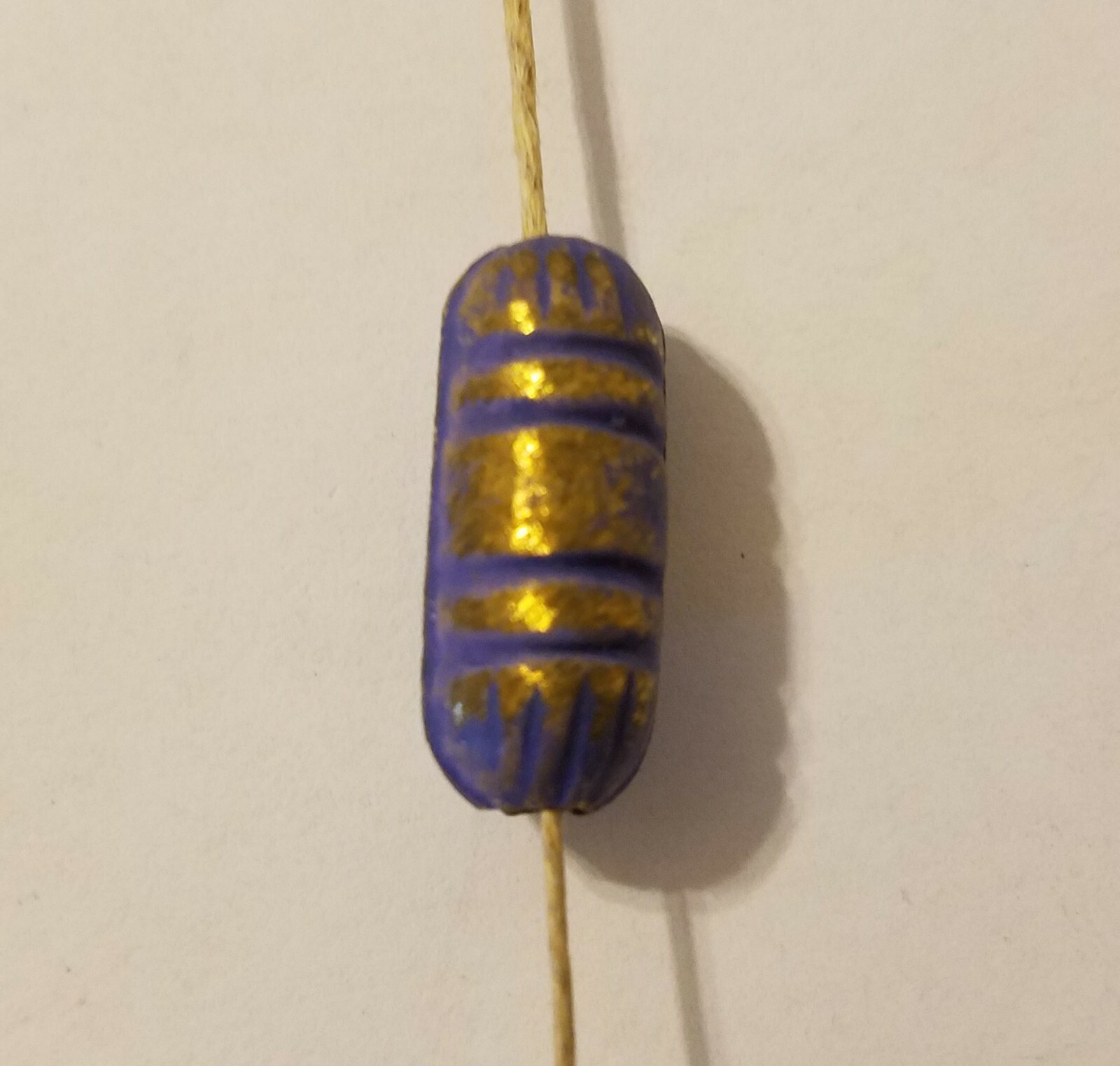 25 Pcs VTG Purple & Gold Grooved Textured Metal 25mm Tube Beads Crafts, Jewelry