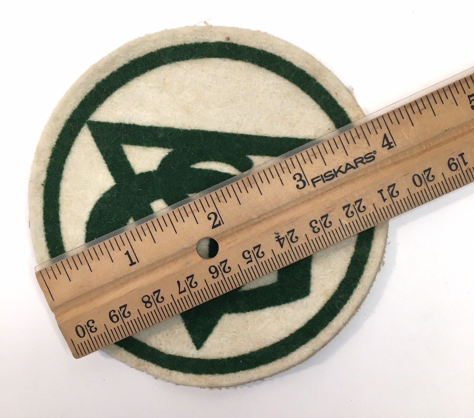 Vintage Felt Patch Unknown Origin Green White G C Triangle 4″