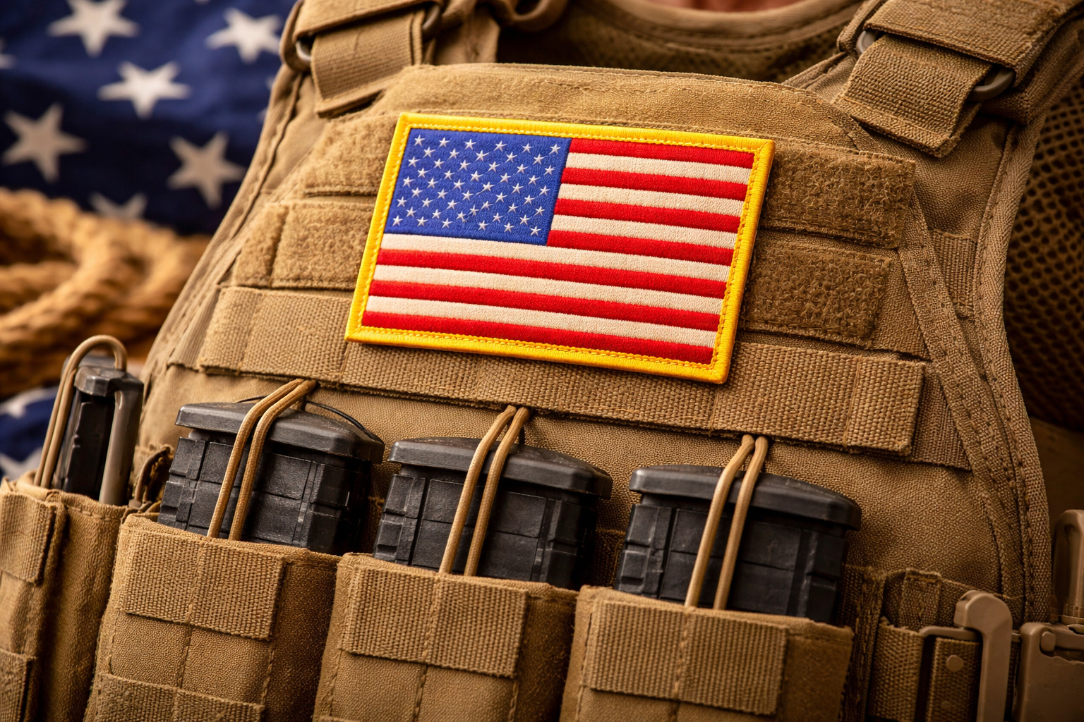 AMERICAN FLAG PATCH embroidered iron-on GOLD BORDER USA US United States QUALITY