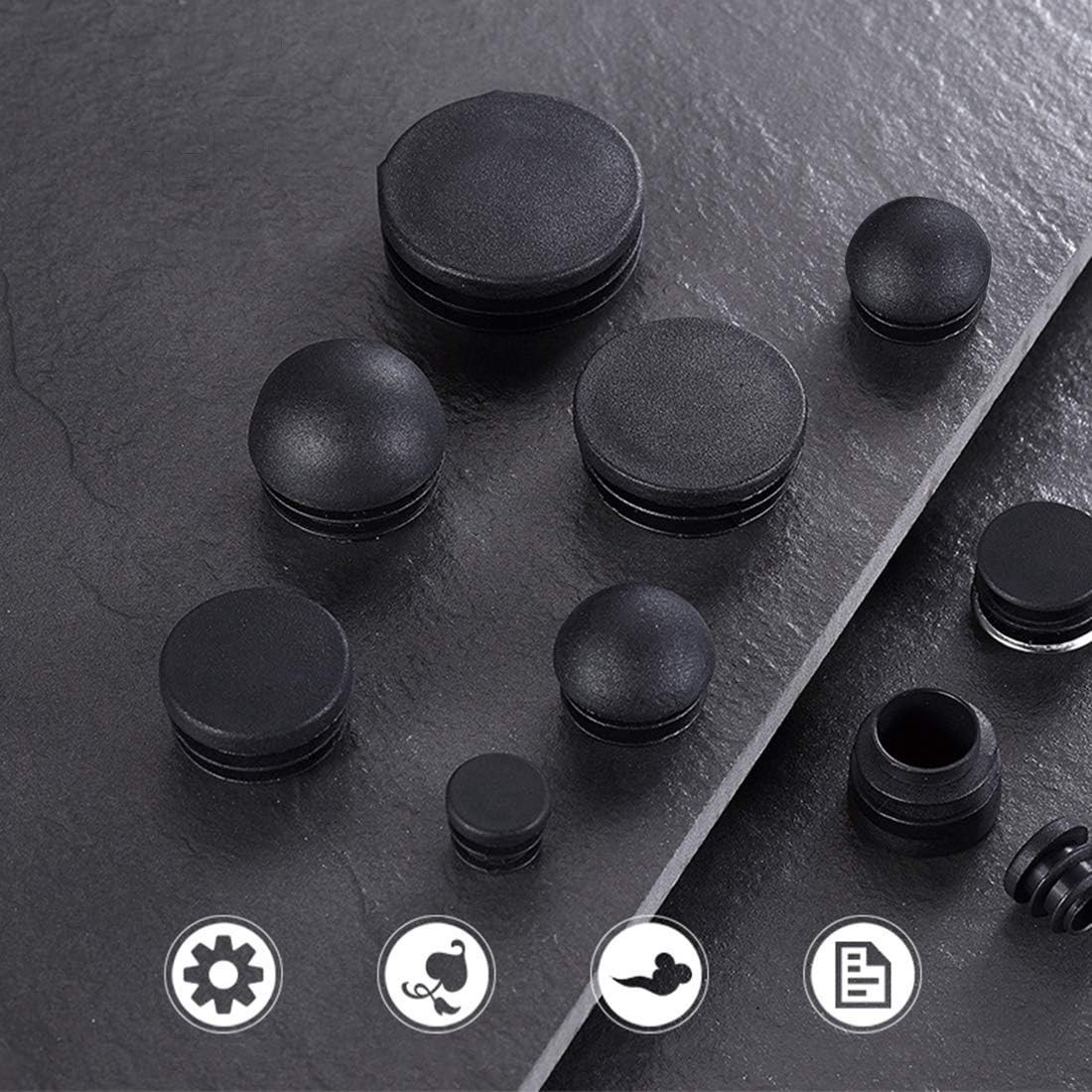 4 Pack 50mm Black Plastic Tube End Caps – Fit 1 3/4″ to 1 7/8″ Tubing