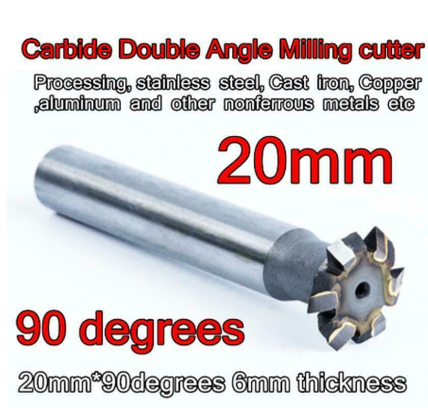 1Pcs 20mm*90 degrees 6mm thickness Carbide Double Angle Milling cutter
