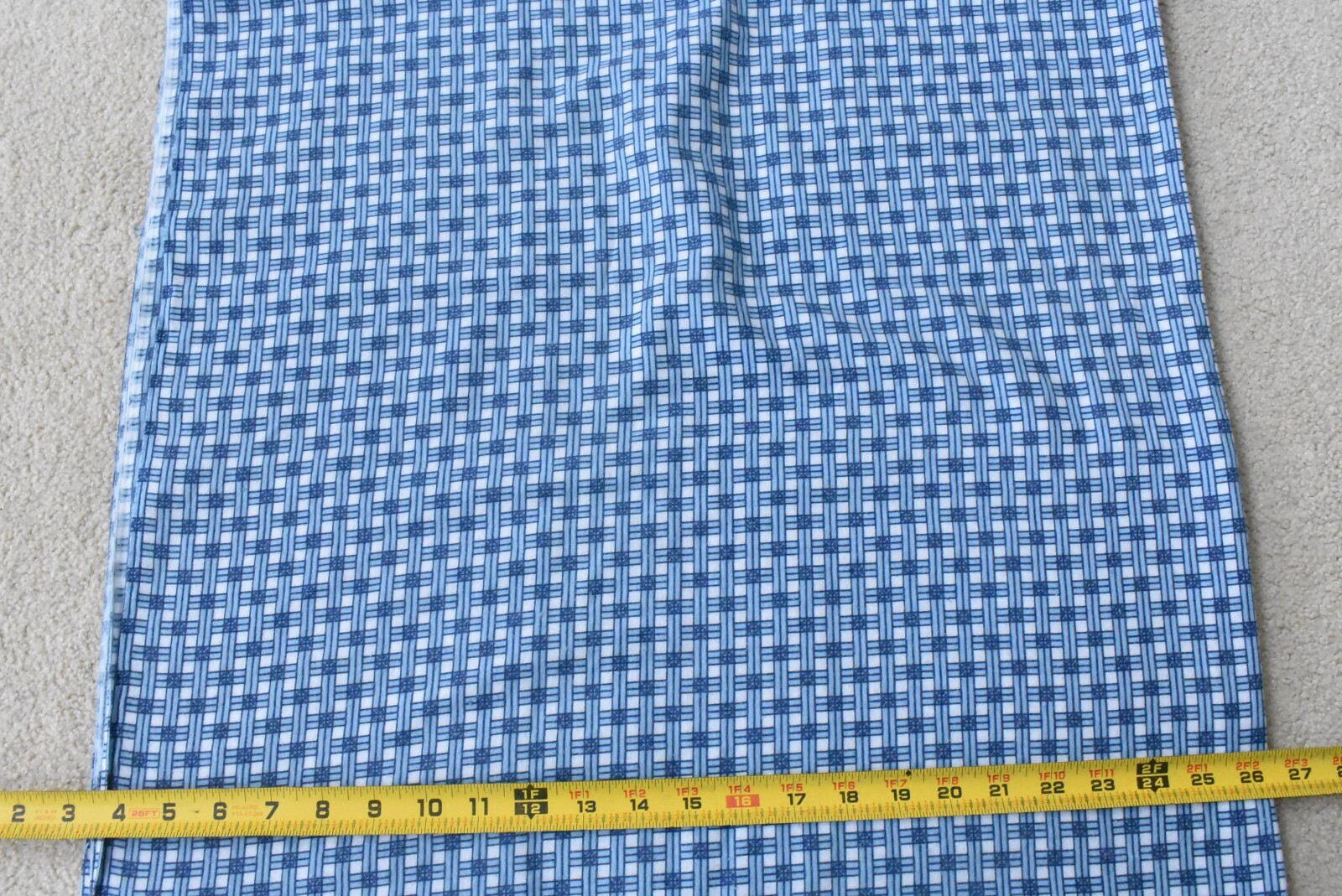 By 1/2 Yd, Blue, Navy & White Weave-Look-Print Flannel, E132