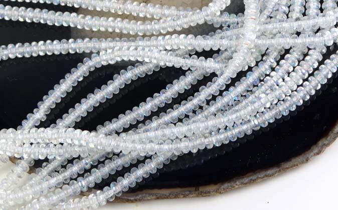 50 Czech Glass Rondelle Beads – Crystal AB 4x2mm moonstone