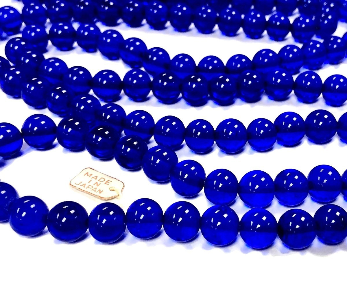 50 VINTAGE JAPANESE 1950’s CHERRY BRAND GLASS SAPPHIRE 10mm. ROUND BEADS 4579