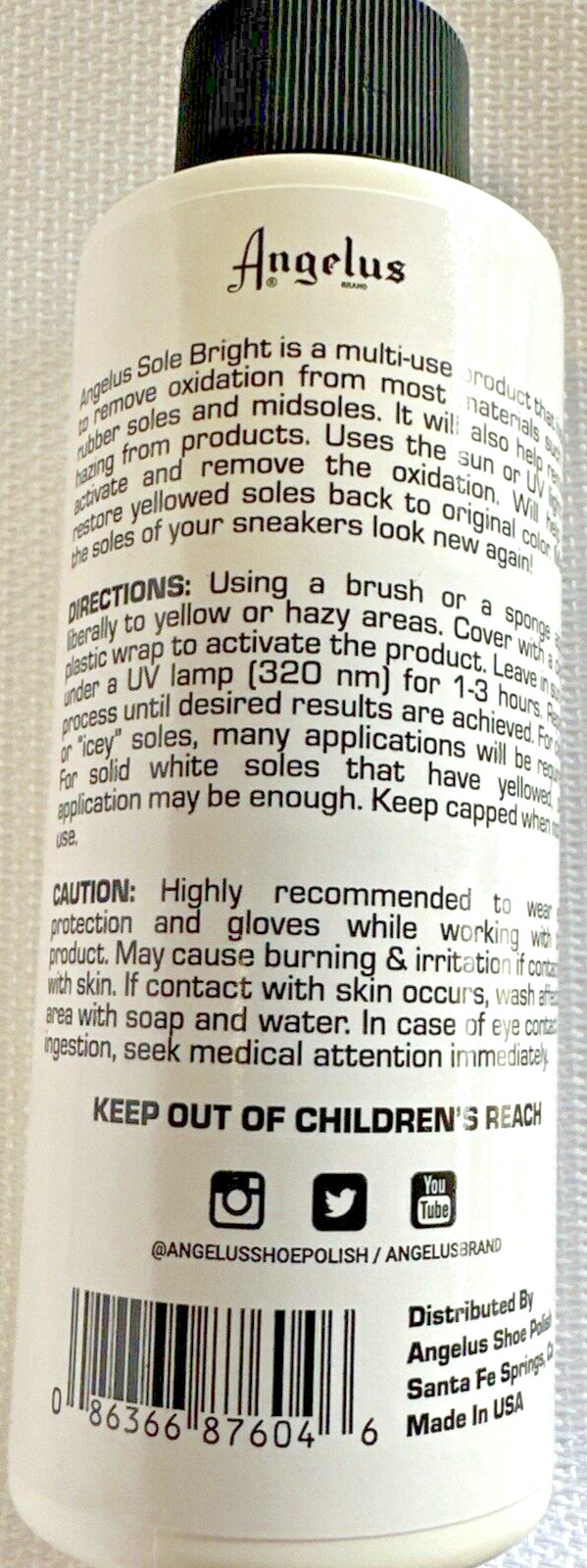 Angelus Sole Bright Removes Oxidation Restores Yellowed Soles & Midsoles 4oz