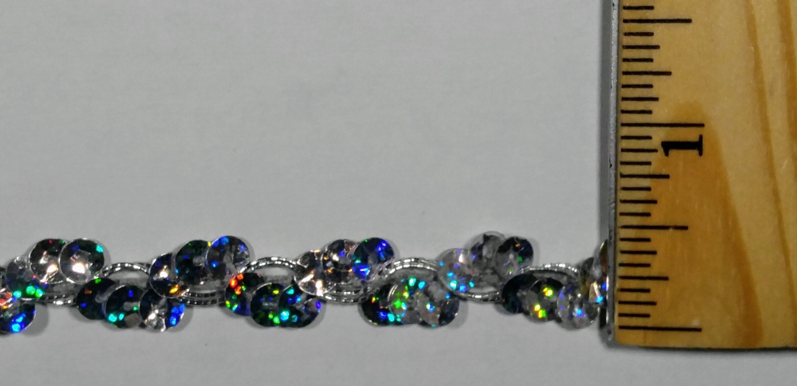3/8″ Cupped Sequin Braided Trim – Silver Hologram – 12 Continuous Yards!