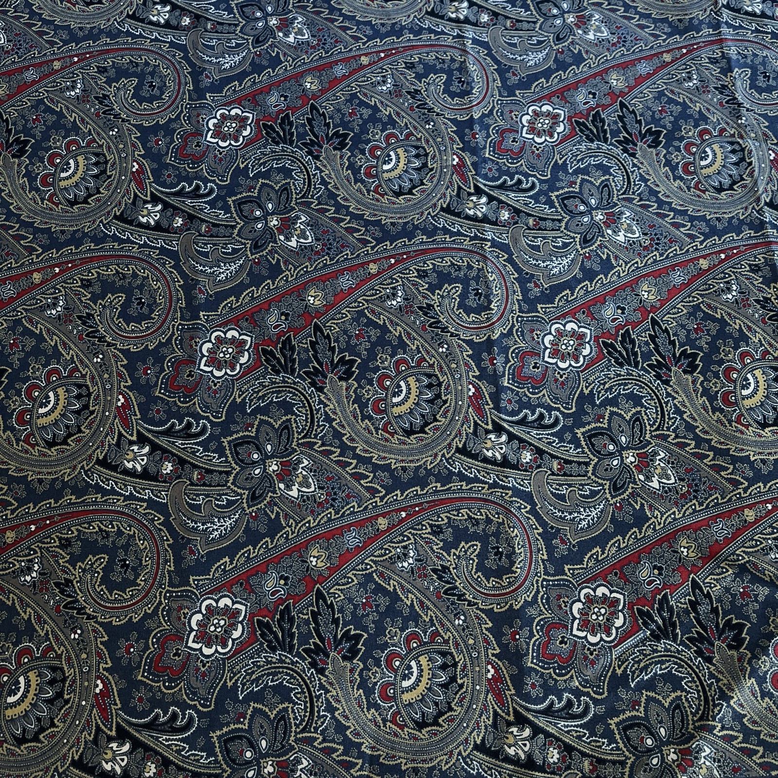 Roue Indienne Navy Blue Red Tan Floral Paisley French General BTY