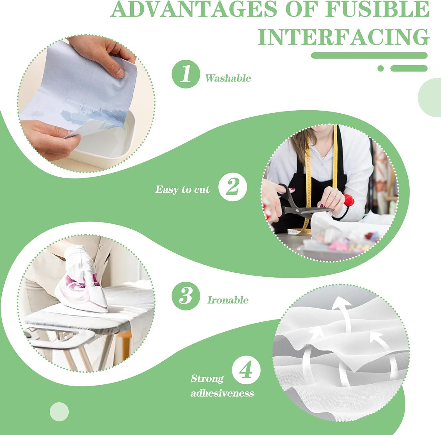 Medium Weight Interfacing Fabric for Sewing: White 11.6″ x 30yd Iron On Non-Wove