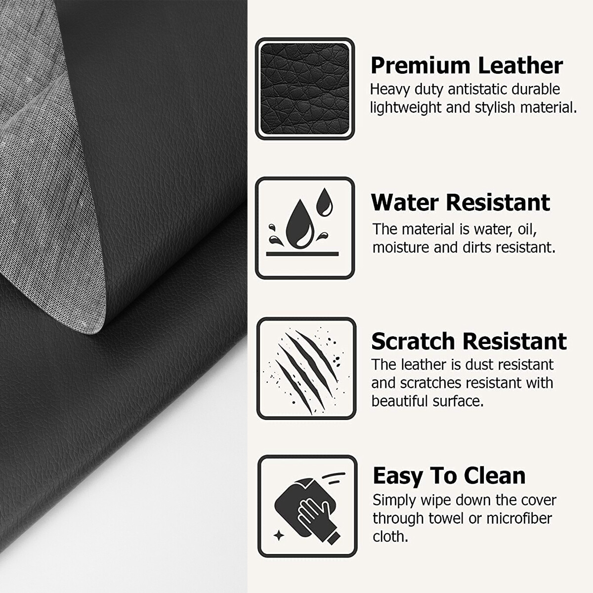 Black Synthetic Leather Fabric Durability Leatherette Soft Interfacing Materials