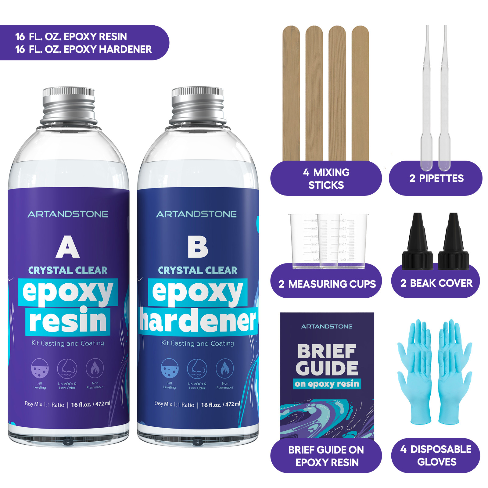 Crystal Clear Epoxy Resin Kit – 32 Oz (with Tools)