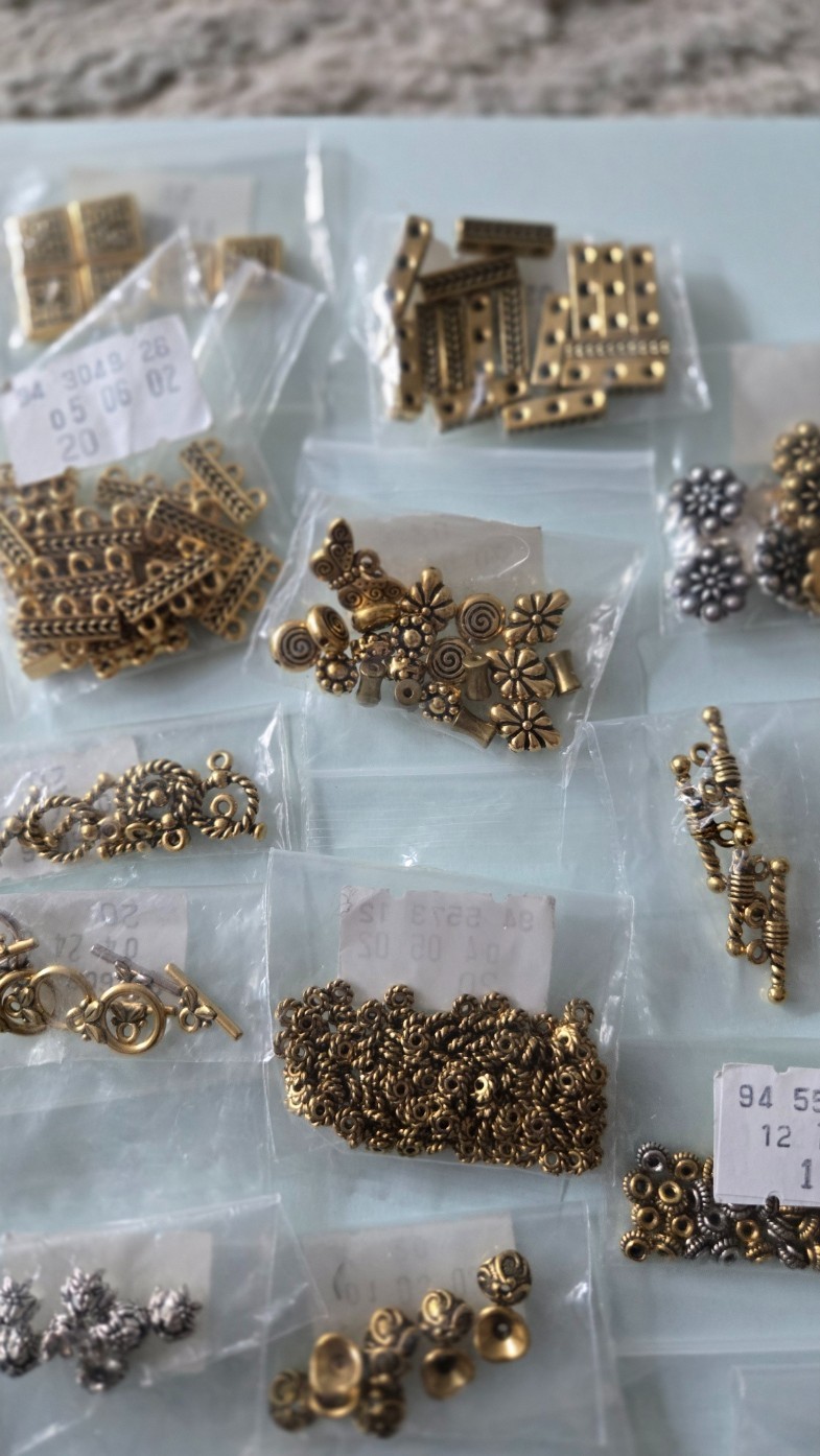 Gold & Silver Tone Lot Connectors Bead spacers, caps Jewelry Making Supplies