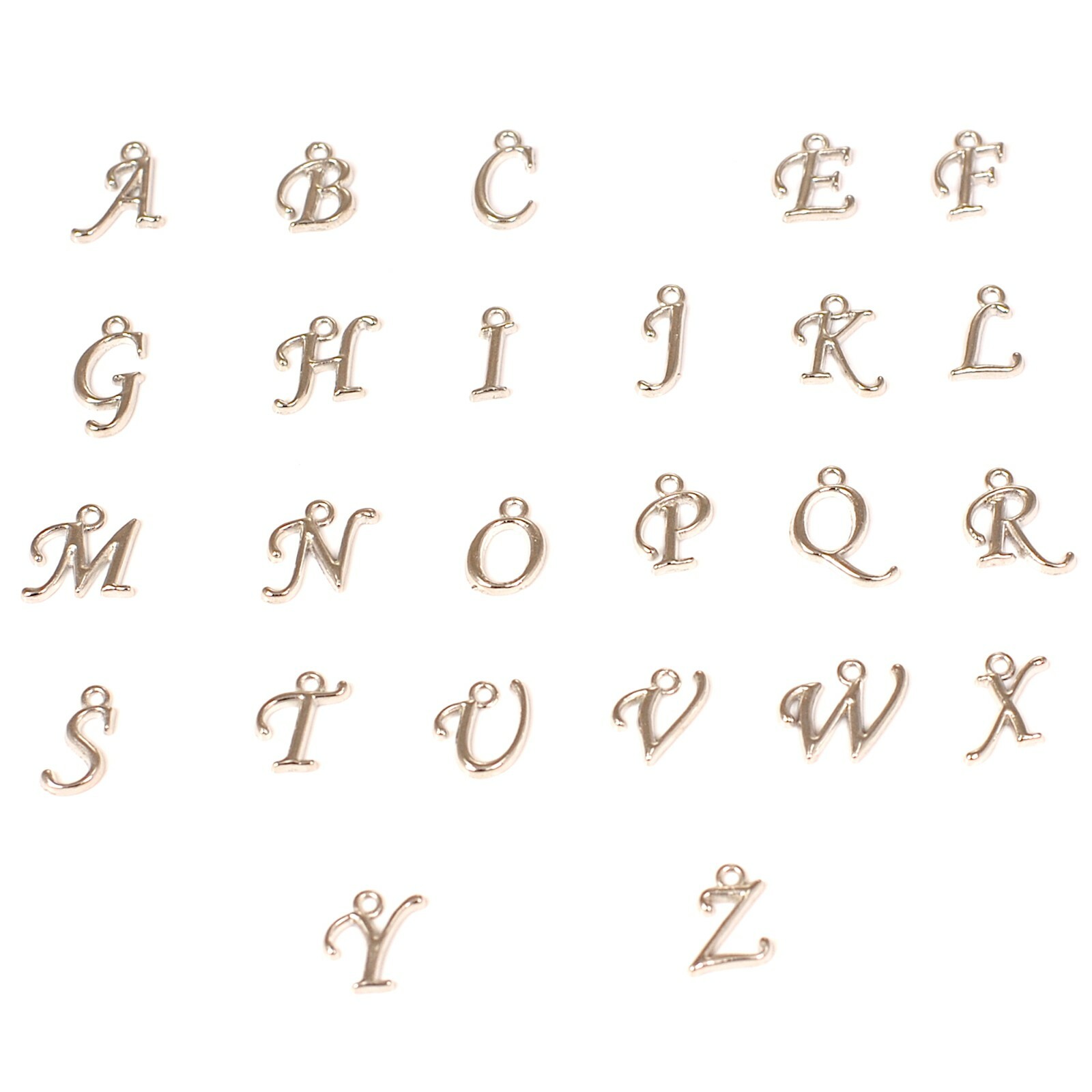 Letter Charms A-Z Necklace, Keychain 2pcs 15mm Gold Copper Brass Silver Findings
