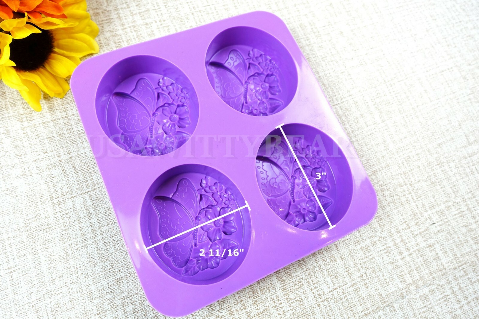 DIY 4-Cavity Butterfly Flower Oval Silicone Handmade Soap Candle Mold US Seller
