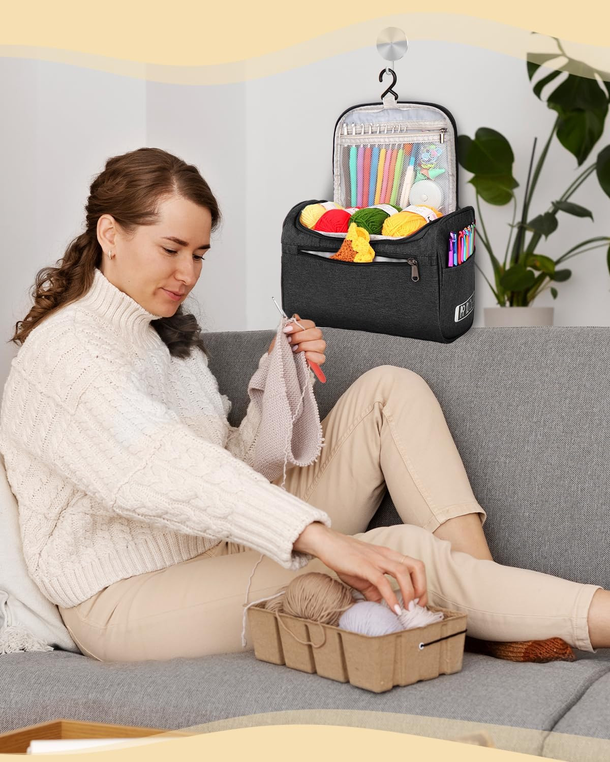 Beginner Crochet Kit for All Ages with 23 Hooks, Yarn, Accessories, and Guide