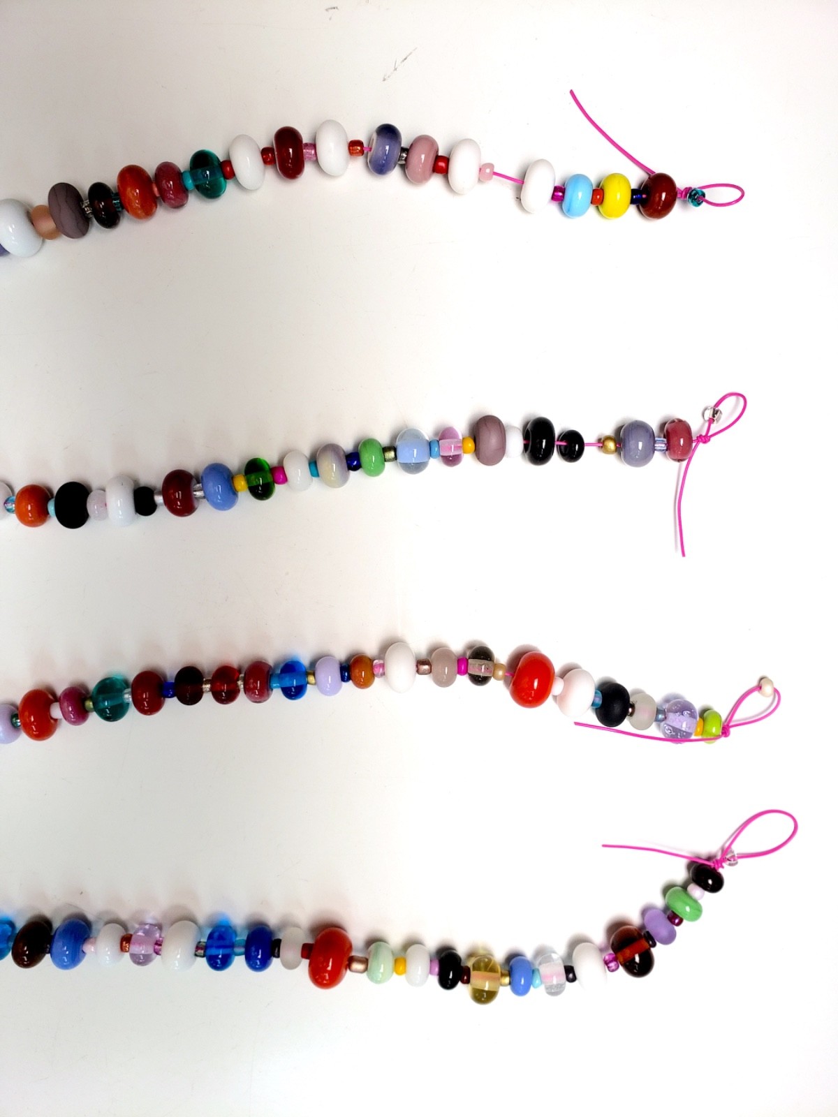 new- handmade glass Rondelles, actual beads shown, 4x 15″ strands, jewelry craft
