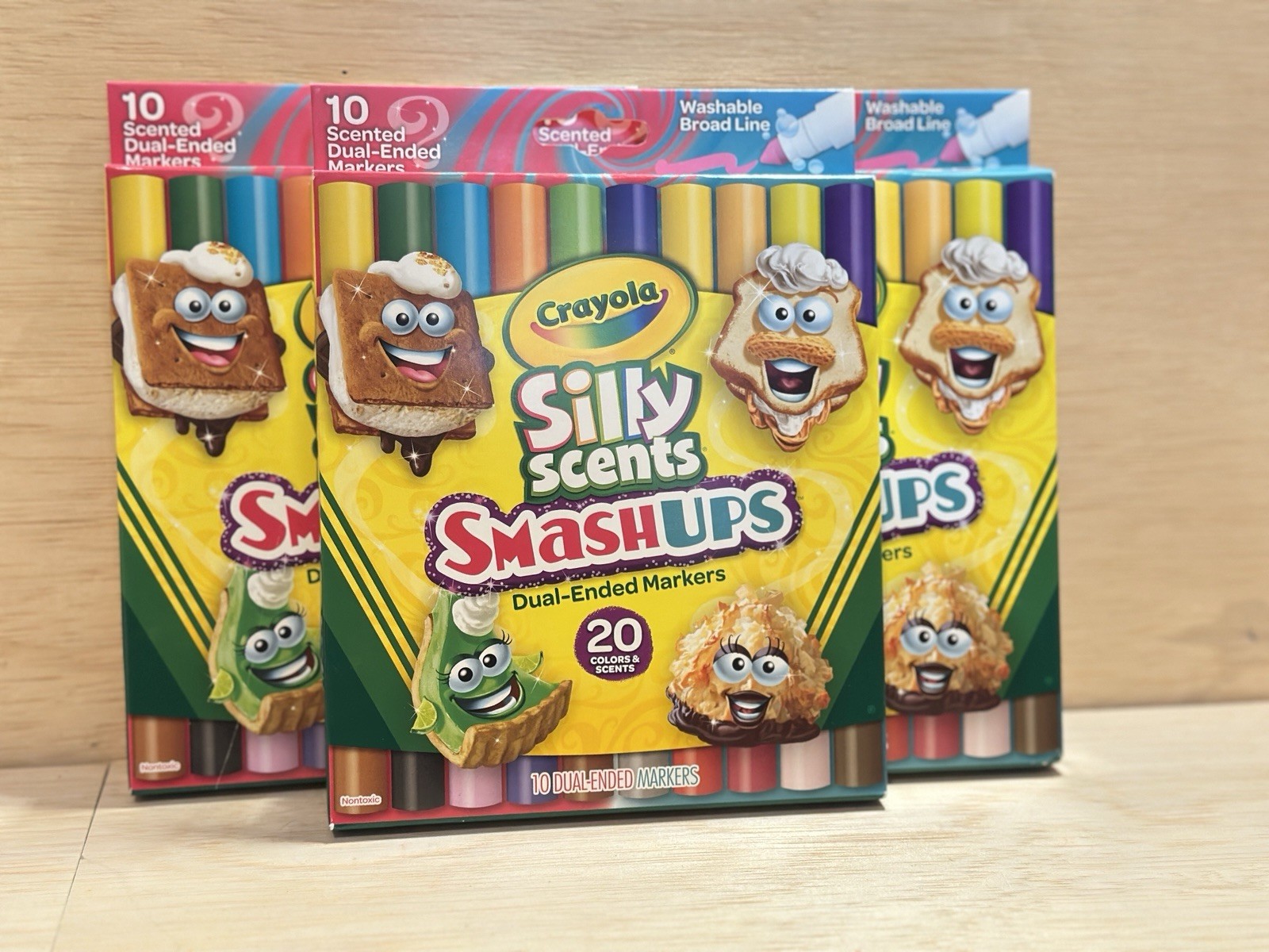 Lot 3-Crayola Silly Scents Smash Ups Dual End Markers 20 Colors & Scents -Sealed