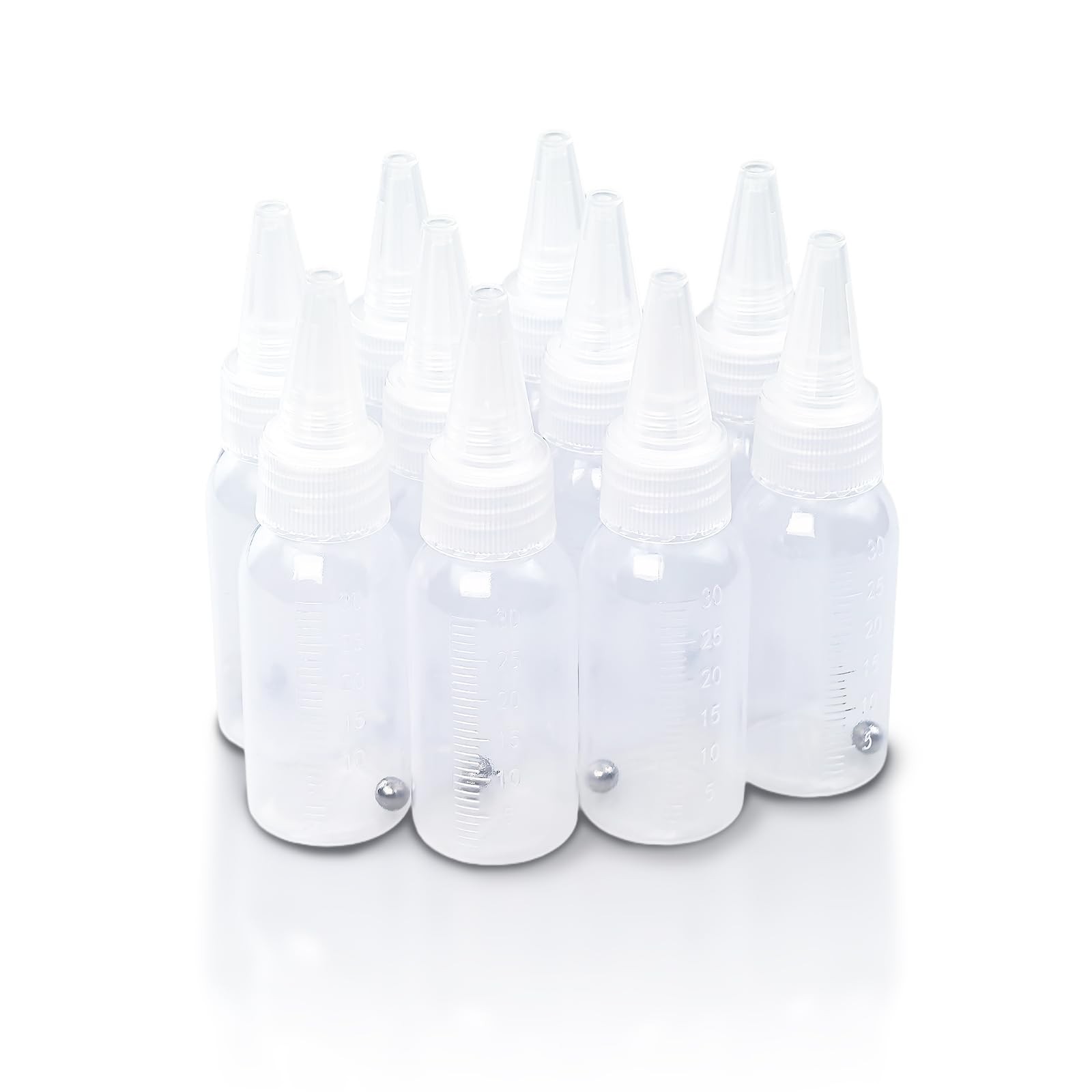 Flylin 10Pcs Paint Bottle, 30ml Empty Airbrush Bottles 1 Ounces, transparent