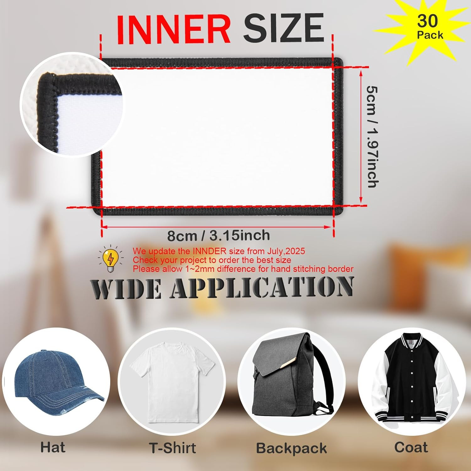 30 Pcs Sublimation Patches – Iron on Blank Patches for DIY Crafts Hats Caps Back