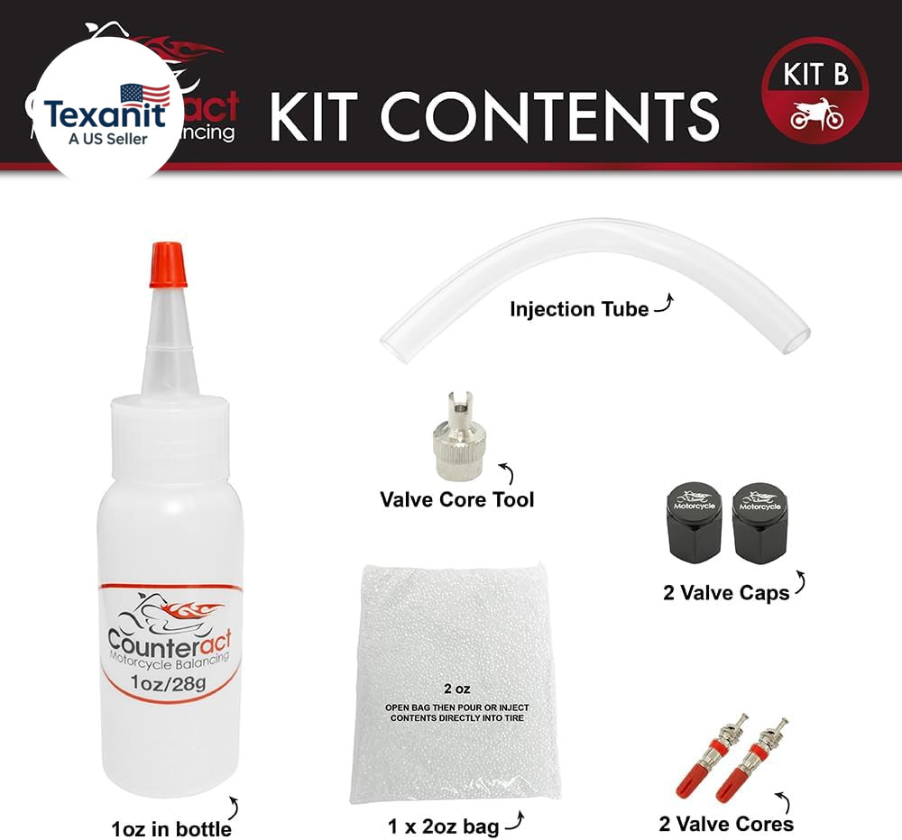 KIT-B Motorcycle Do It Yourself Tire/Wheel Balancing Beads Kit – (1) 1Oz (1) 2Oz