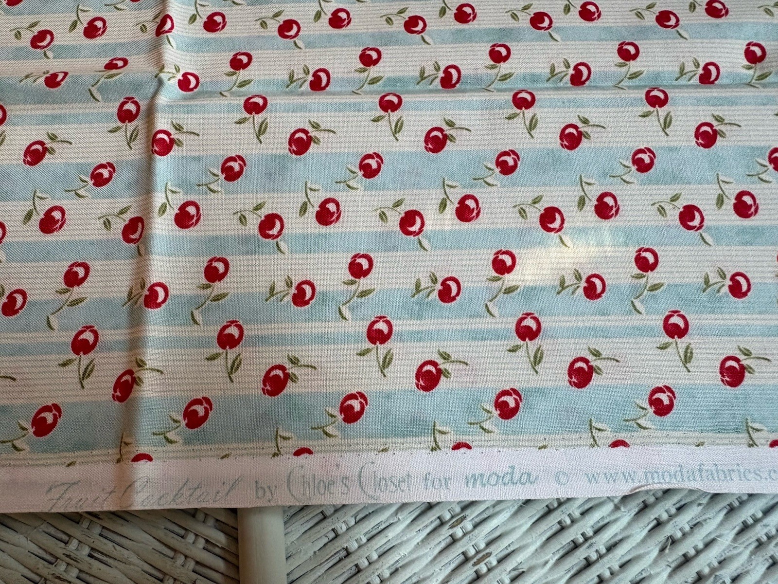 MODA Cotton Fabric ~ 1 Yard ~ Premium Quilting Fabric ~ Aqua “Fruit Cocktail”