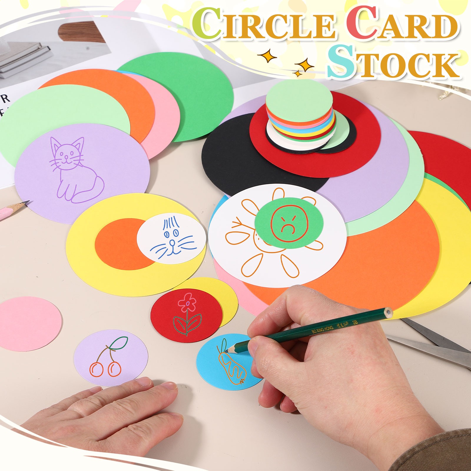 72 Sheets Deep Green Circle Card Stock 4″ Round Cutouts Paper