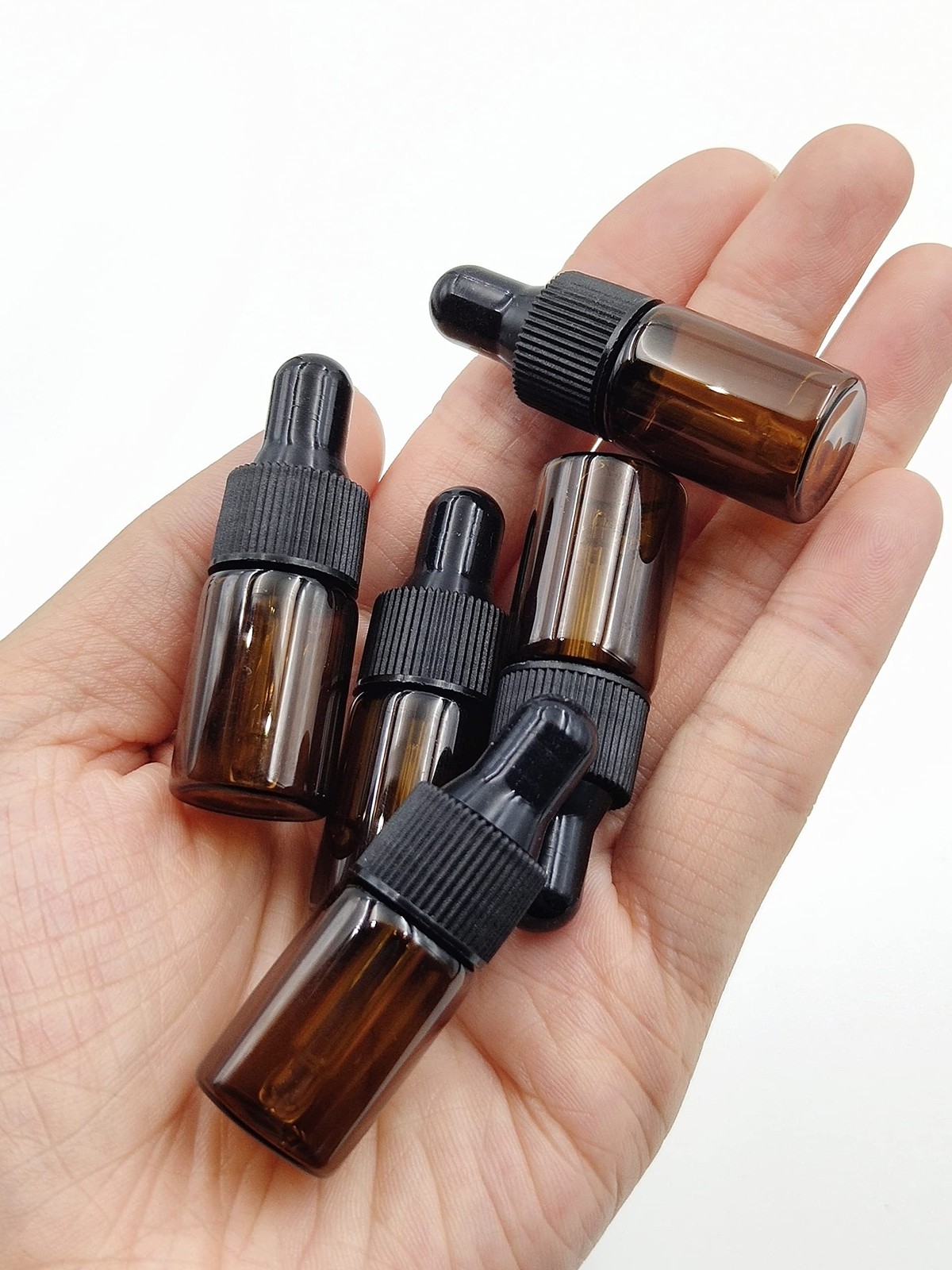 3ml Tiny Amber Glass Mini Dropper Bottles for Essential Oils, Cosmetics Vials