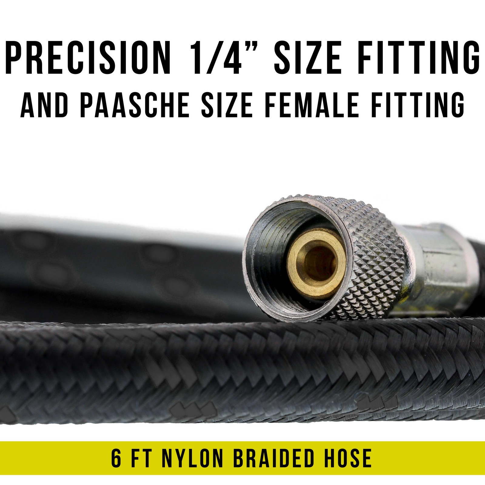 6′ BRAIDED AIRBRUSH HOSE 1/4″ – 1/8″ Fitting Ends Coupling Adapter Iwata Master