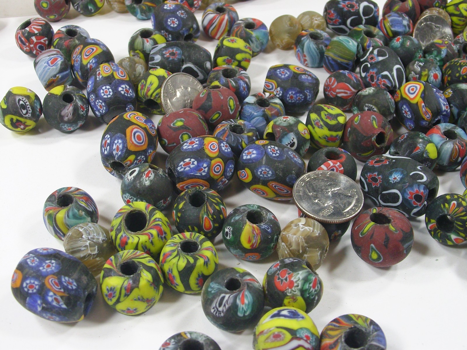 2 Pounds Assorted Shapes and Sizes India Handmade Replica Africa Beads (OLP-1)⭐
