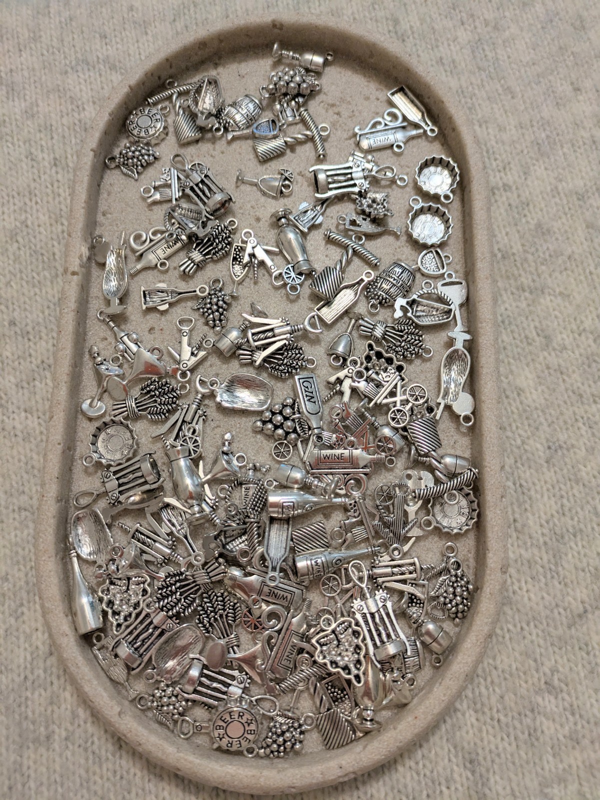 Silver Tone Charm Lot For Jewelry Making Wine Theme