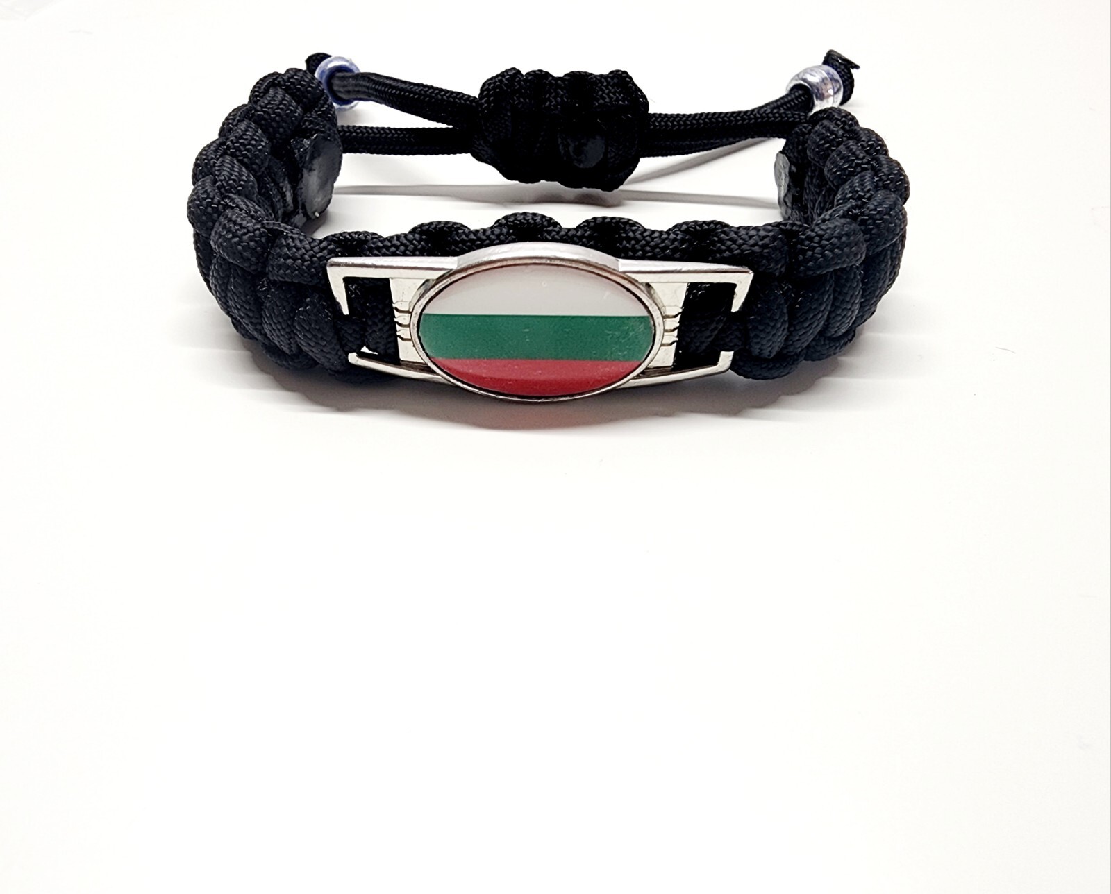 Bulgarian Pride Adjustable Charm Bracelet Bulgaria Flag On Black Band Great Gift