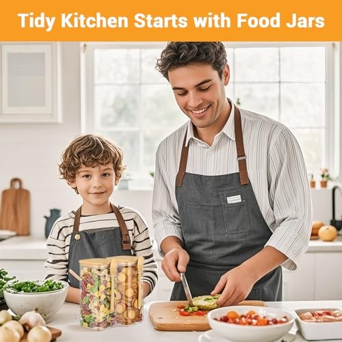 Glass Jars with Bamboo Lids and Spoons – 53 Fl.oz Square Pasta 53 fl.oz 2 Pack