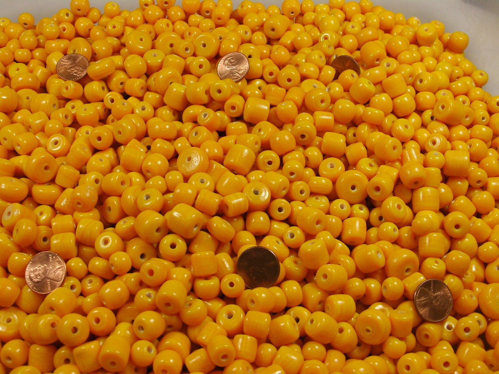 4 Pounds Assorted Shapes and Sizes India Handmade Amber Yellow Glass Bead (FV-2)