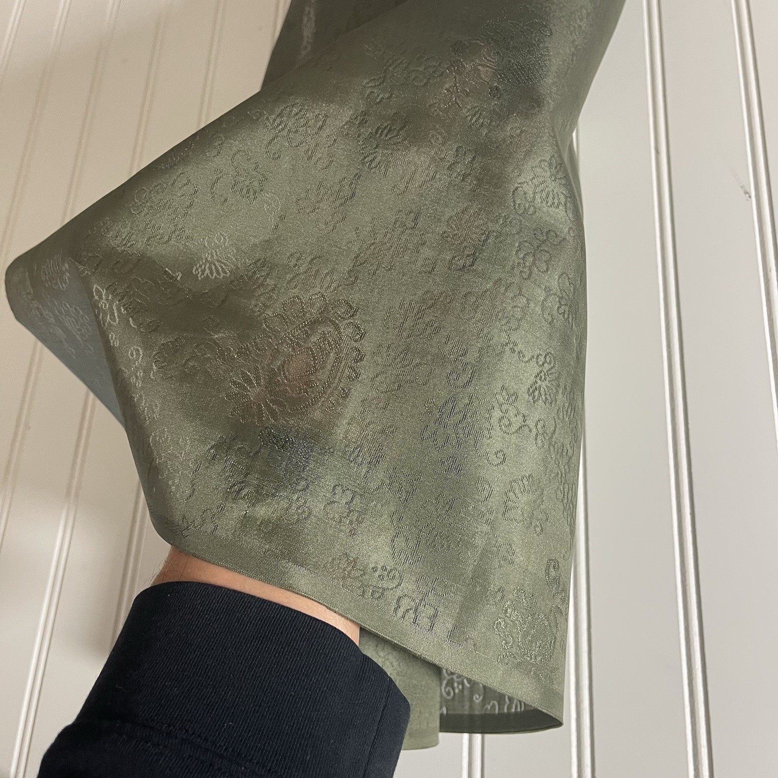 SILK Olive green, FABRIC 5 Yards x 22 Inches Wide or 180 Inches x 22 Wide