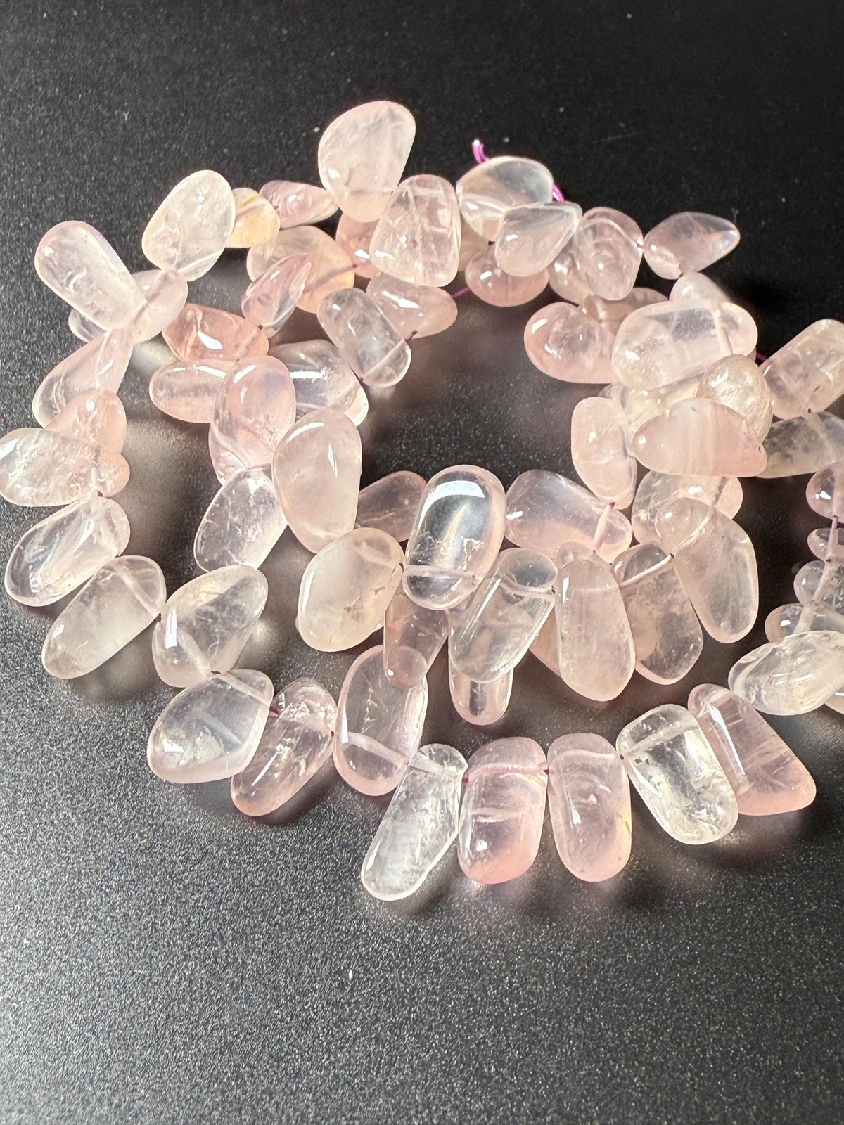 Rose Quartz Nugget Beads: 16″ Strand, Soft Pink Gemstone