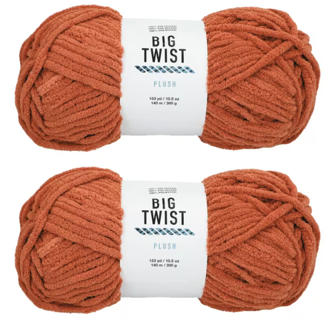 2 Skeins Solid Color Blanket Polyester Yarn, BIG TWIST
