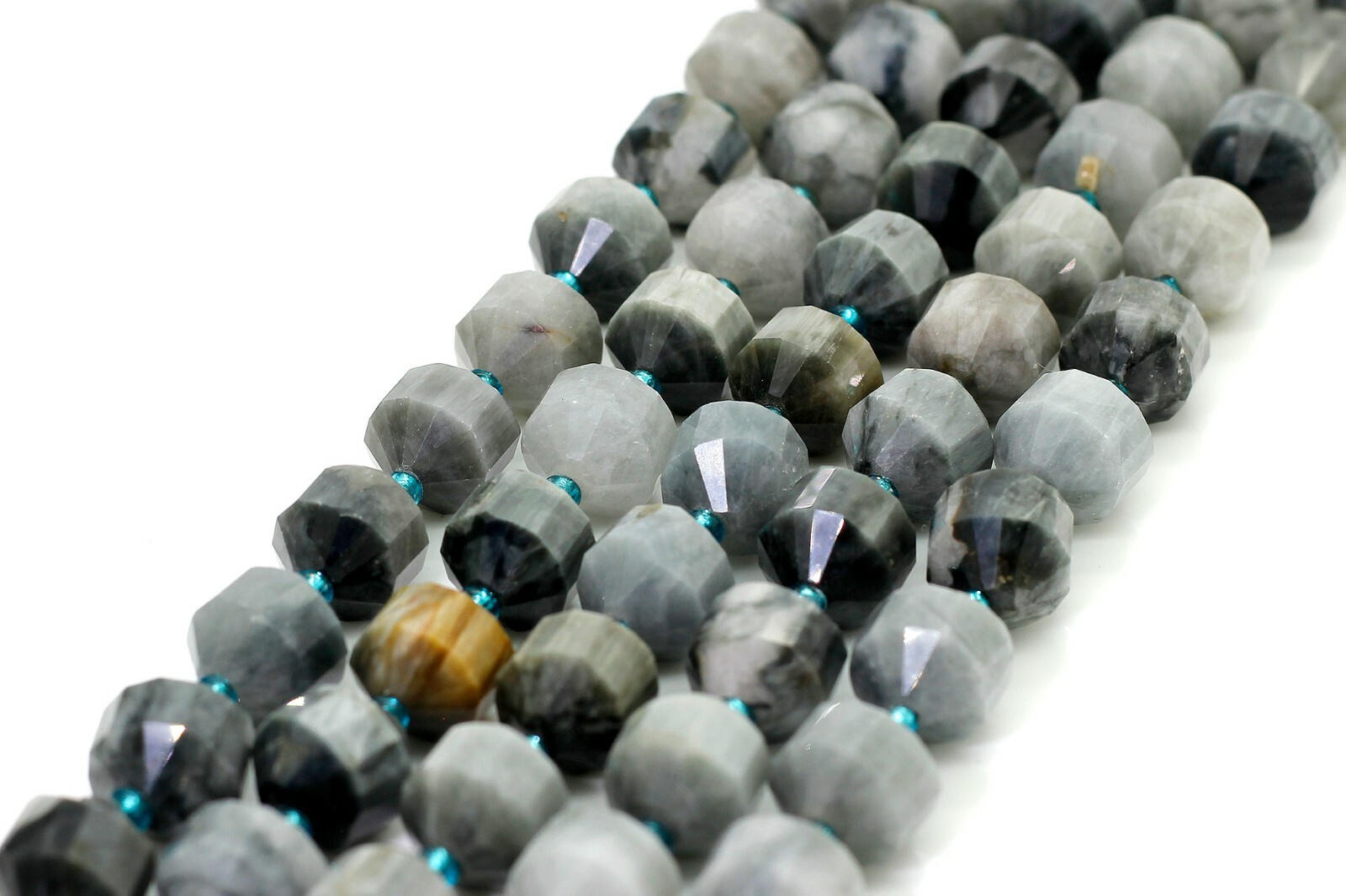 Natural Labradorite Gray Faceted Round Double Terminated Points Gemstone Beads