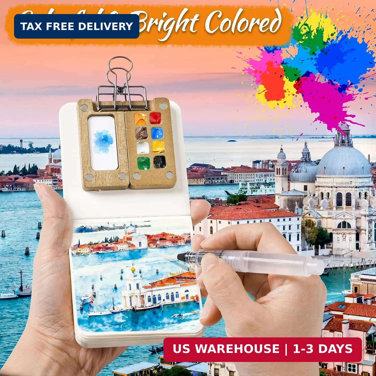 Mini Watercolor Paint set, Portable Watercolor Paint Travel Set, 12 Color Pocket