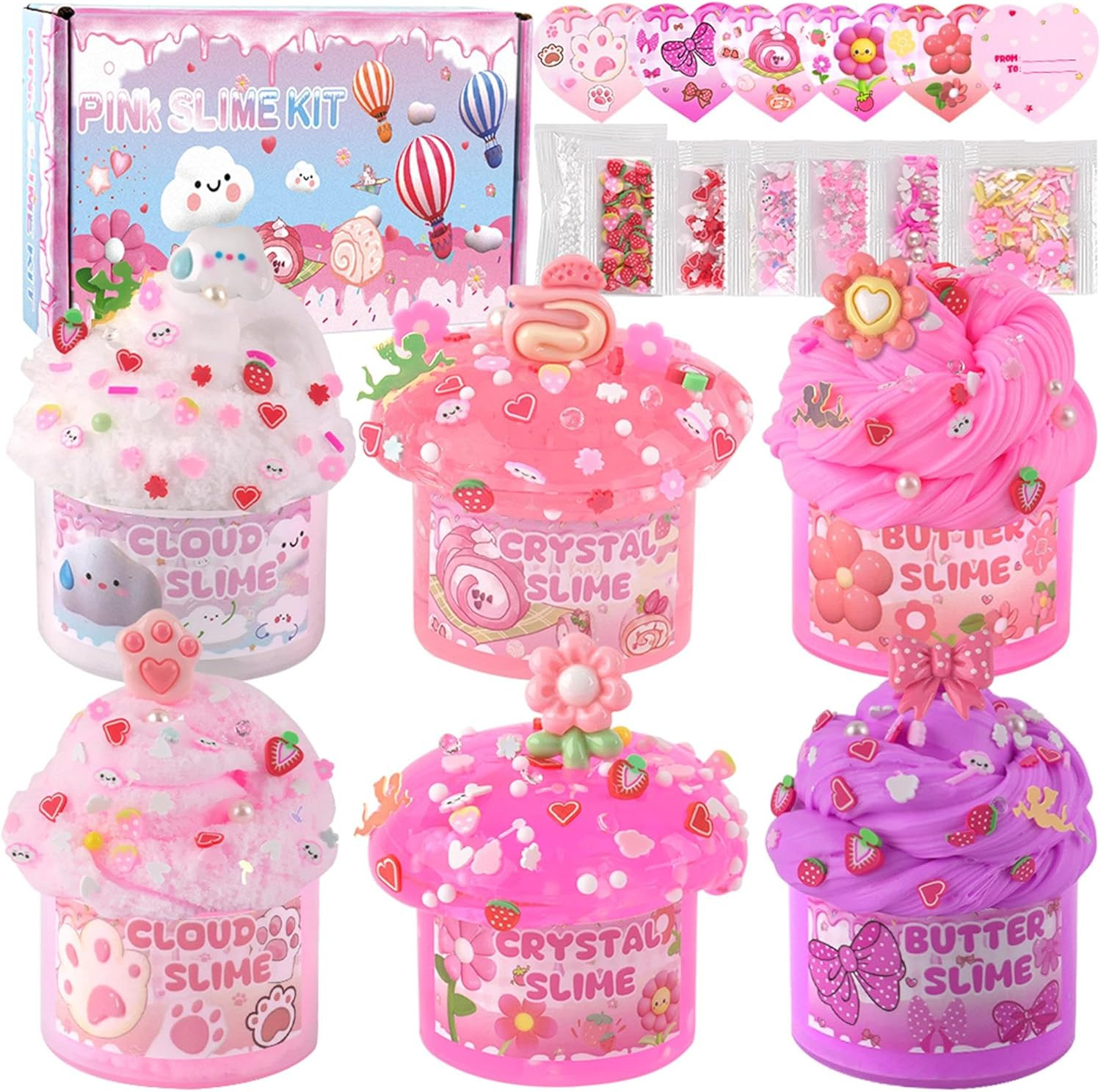 6 Pack Slimes, Pink Slime Kids, Cloud Slime Kit for Girls Ages 8-12, Toys for Gi